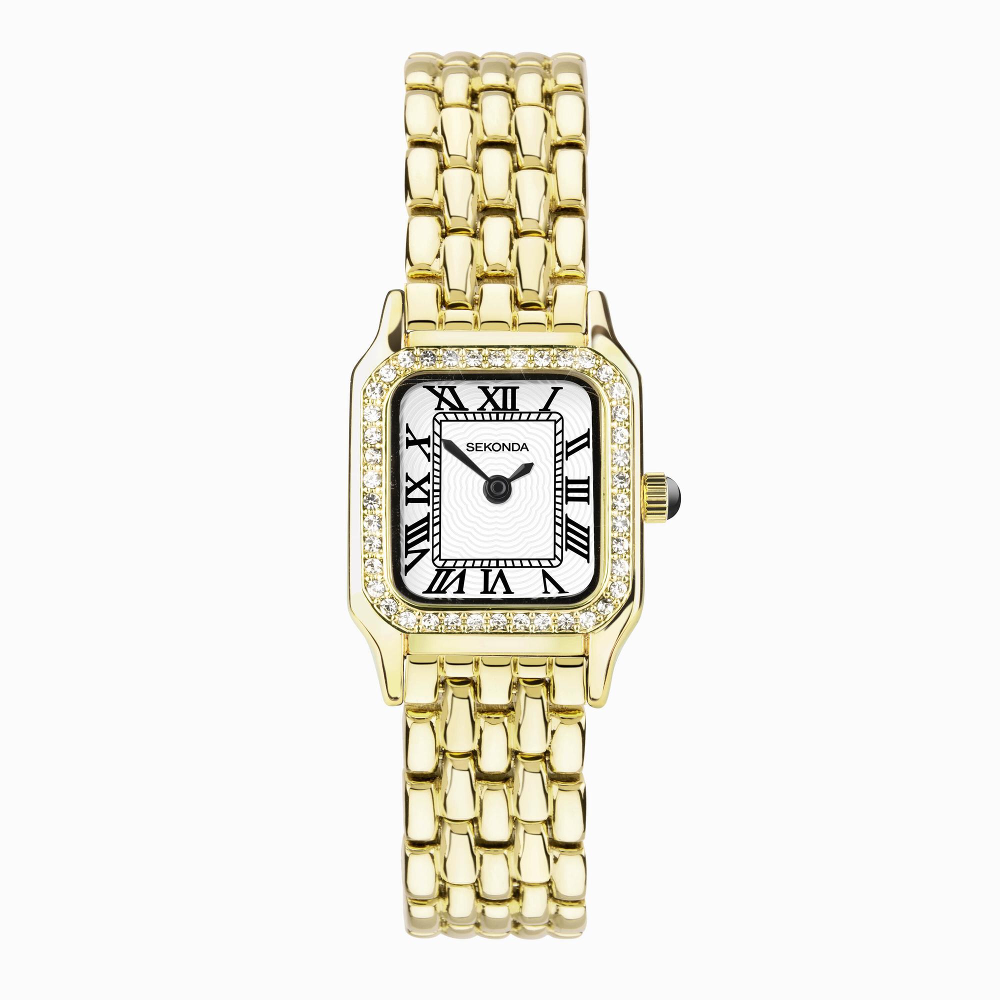 Sekonda Sekonda Monica Ladies Watch | Gold Alloy Case & Bracelet with Stone Set Bezel & White Dial | 40642