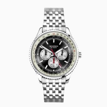 Sekonda Maverick Men's Watch | Silver Case & Stainless Steel Bracelet with Black Dial | 30037