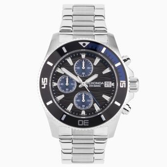 Sekonda Pacific Wave Chronograph Men's Watch | Silver Stainless Steel Case & Bracelet with Black Dial | 30116
