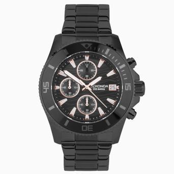 Sekonda Pacific Wave Chronograph Men's Watch | Black Stainless Steel Case & Bracelet with Black Dial | 30117
