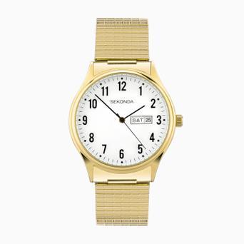 Sekonda Easy Reader Ladies Watch | Gold Alloy Case & Stainless Steel Expander Bracelet with White Dial | 30124