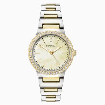 Sekonda Amelia Ladies Watch | Two Tone Case & Alloy Bracelet with Champagne Dial | 40490