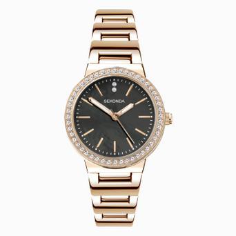 Sekonda Amelia Ladies Watch | Rose Gold Case & Alloy Bracelet with Grey Dial | 40530