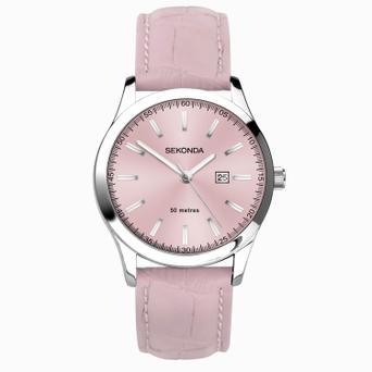 Sekonda Taylor Ladies Watch | Silver Alloy Case & Pink Leather Strap with Pink Dial | 40550
