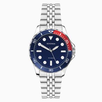Sekonda Balearic Ladies Watch | Silver Alloy Case & Stainless Steel Bracelet with Blue Dial | 40564