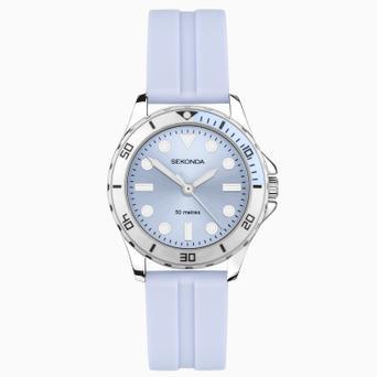 Sekonda Balearic Ladies Watch | Silver Alloy Case & Blue Rubber Strap with Blue Dial | 40570