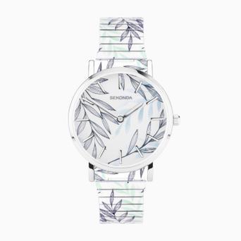 Sekonda Maxima Ladies Watch | Silver Alloy Case & Stainless Steel Expander Bracelet with Leaf Dial | 40579