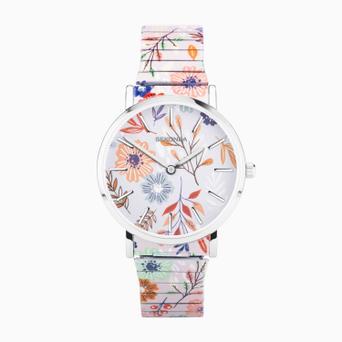 Sekonda Maxima Ladies Watch | Silver Alloy Case & Stainless Steel Expander Bracelet with Floral Dial | 40580