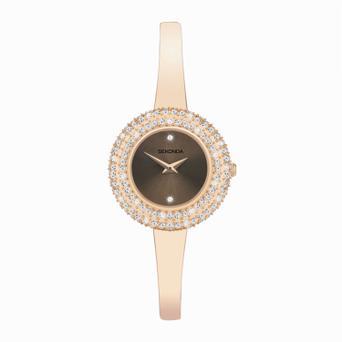 Sekonda Radiance Ladies Watch | Rose Gold Brass Case & Bracelet with Brown Dial | 40589