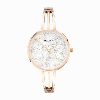 Sekonda Stardust Ladies Watch | Rose Gold Alloy Case & Bracelet with Silver Dial | 40592