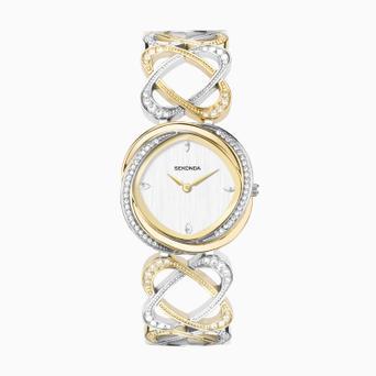 Sekonda Hidden Hearts Ladies Watch | Two Tone Alloy Case & Bracelet with Silver Dial | 40600