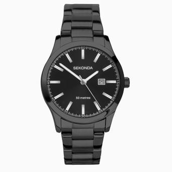 Sekonda Taylor Ladies Watch | Black Alloy Case & Stainless Steel Bracelet with Black Dial | 40621