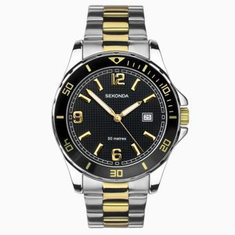 Sekonda Dive Men's Watch | Silver Case & Stainless Steel Bracelet with Black Dial | 1581