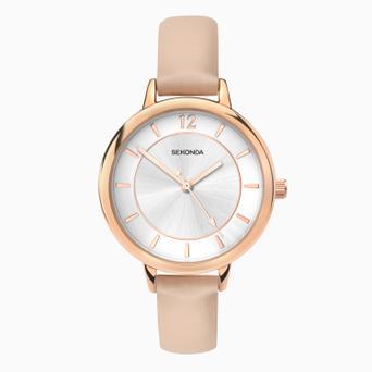 Sekonda Ladies Watch | Rose Gold Case & PU Strap with Silver Dial | 2137