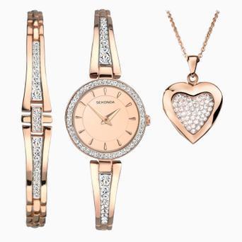 Sekonda Secret Rose Ladies Gift Set | Rose Gold Case & Alloy Bracelet with Rose Gold Dial | 2533G
