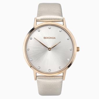 Sekonda Minimal Ladies Watch | Rose Gold Case & PU Strap with Silver Dial | 2939