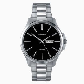 Sekonda Classic Men's Watch | Silver Case & Stainless Steel Bracelet with Black Dial | 3381