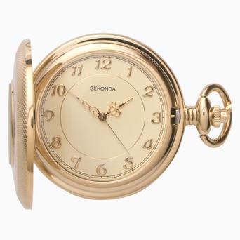 Sekonda Men's Pocket Watch | Gold Case & Stainless Steel Chain with Cream Dial | 3469