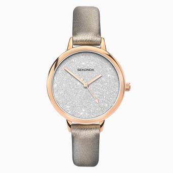 Sekonda Prints Ladies Watch | Rose Gold Case & PU Strap with Silver Dial | 40023