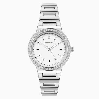 Sekonda Day To Night Ladies Watch | Silver Case & Alloy Bracelet with White Dial | 40077