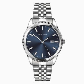 Sekonda King Men's Watch | Silver Case & Stainless Steel Bracelet with Blue Dial | 1640