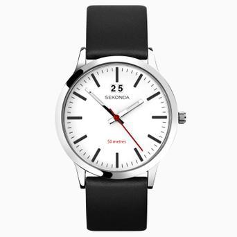 Sekonda Nordic Men's Watch | Silver Case & Black Leather Strap with White Dial | 1939