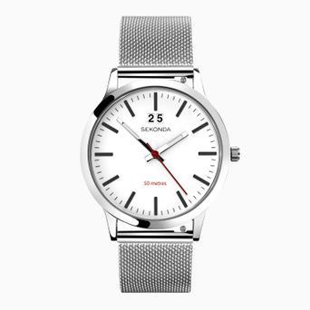 Sekonda Nordic Men's Watch | Silver Case & Stainless Steel Mesh Bracelet with White Dial | 1940