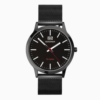 Sekonda Nordic Men's Watch | Black Case & Stainless Steel Mesh Bracelet with Black Dial | 1942