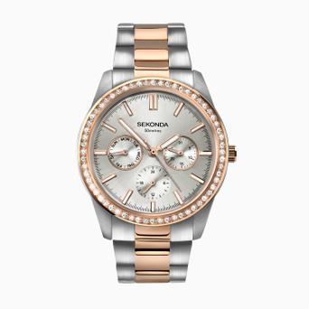 Sekonda Day to Night Ladies Watch | Two-Tone Case & Stainless Steel Bracelet with Silver Dial | 2162
