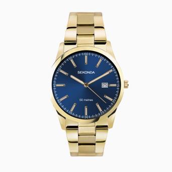 Sekonda Taylor Men's Watch | Gold Case & Stainless Steel Bracelet with Blue Dial | 30007