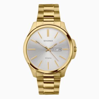 Sekonda Jones Men’s Watch | Gold Stainless Steel Case & Bracelet | Silver Dial | 30154
