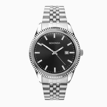Sekonda King Men’s Watch | Silver Alloy Case & Silver Stainless Steel Bracelet with Black Dial | 30156