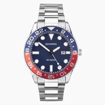 Sekonda Ocean Men’s Watch | Silver Alloy Case & Stainless Steel Bracelet with Blue Dial | 30196
