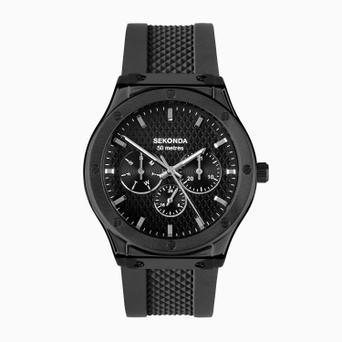 Sekonda Titan Men’s Watch | Black Alloy Case & Black Silicone Strap with Black Dial | 30234