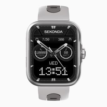Sekonda Motion Pro GPS Smart Watch | Silver Alloy Case & Grey Silicone Strap | 30241