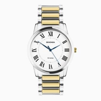 Sekonda Beaumont Men's Watch | Two Tone Alloy Case & Bracelet with White Dial | 30248
