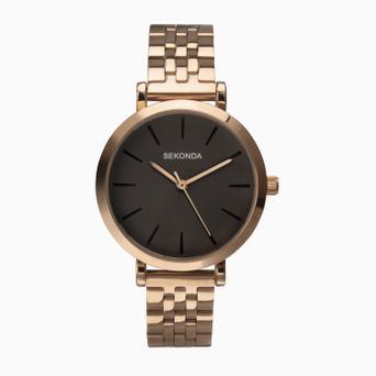 Sekonda Minimal Ladies Watch | Rose Gold Case & Stainless Steel Bracelet with Grey Dial | 40303