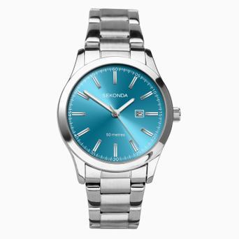 Sekonda Taylor Ladies Watch | Silver Case & Stainless Steel Bracelet with Turquoise Dial | 40365