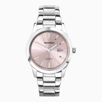 Sekonda Taylor Ladies Watch | Silver Case & Stainless Steel Bracelet with Pale Pink Dial | 40398
