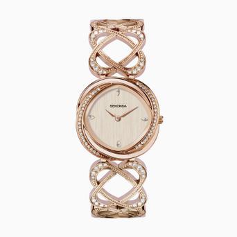 Sekonda Hidden Hearts Ladies Watch | Rose Gold Case & Alloy Bracelet with Rose Dial | 40509