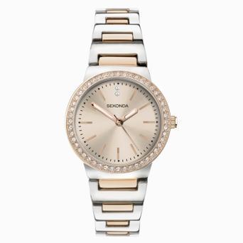 Sekonda Amelia Ladies Watch | Two Tone Case & Alloy Bracelet with Rose Dial | 40539