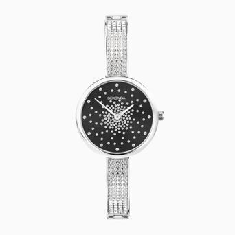 Sekonda Celeste Starlet Ladies Watch | Silver Alloy Case & Bracelet with Black Dial | 40619