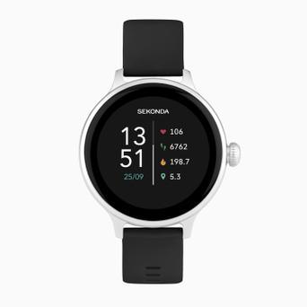 Sekonda Connect Smart Watch | Silver Alloy Case & Black Silicone Strap | 40622