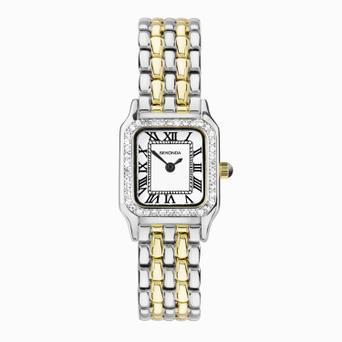 Sekonda Monica Ladies Watch | Two Tone Alloy Case & Bracelet with Stone Set Bezel & White Dial | 40640