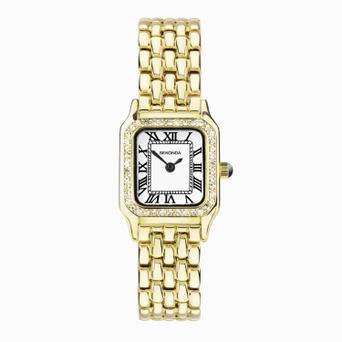 Sekonda Monica Ladies Watch | Gold Alloy Case & Bracelet with Stone Set Bezel & White Dial | 40642