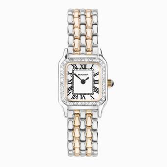Sekonda Monica Ladies Watch | Two Tone Alloy Case & Bracelet with Stone Set Bezel & White Dial | 40643