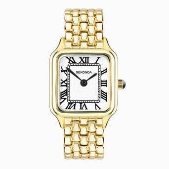 Sekonda Monica Maxi Ladies Watch | Gold Large Alloy Case & Bracelet with White Dial | 40657