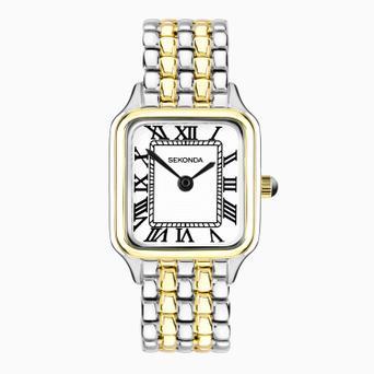 Sekonda Monica Maxi Ladies Watch | Two Tone Large Alloy Case & Bracelet with White Dial | 40658