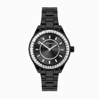 Sekonda Margot Ladies Watch | Black Alloy Case & Stainless Steel Bracelet with Black Dial | 40659