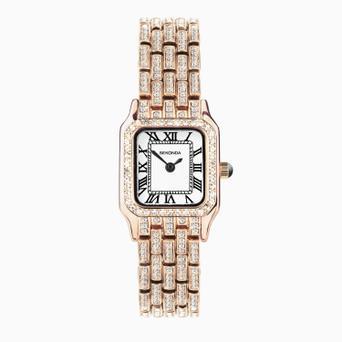 Sekonda Monica Ladies Watch | Rose Gold Alloy Case & Full Stone Set Bracelet with White Dial | 40662